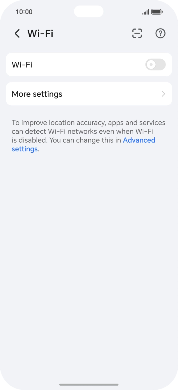 Press the indicator next to 'Wi-Fi' to turn on the function.