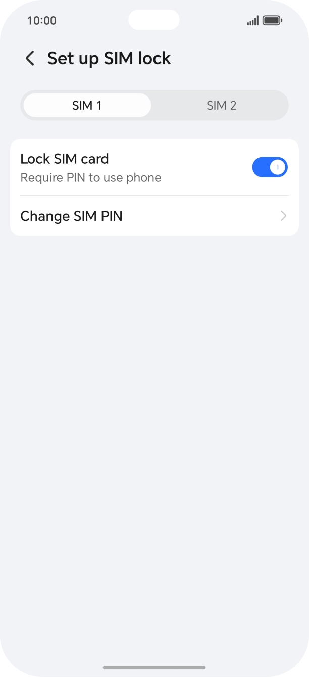 Press the indicator next to 'Lock SIM card' to turn the function on or off.
