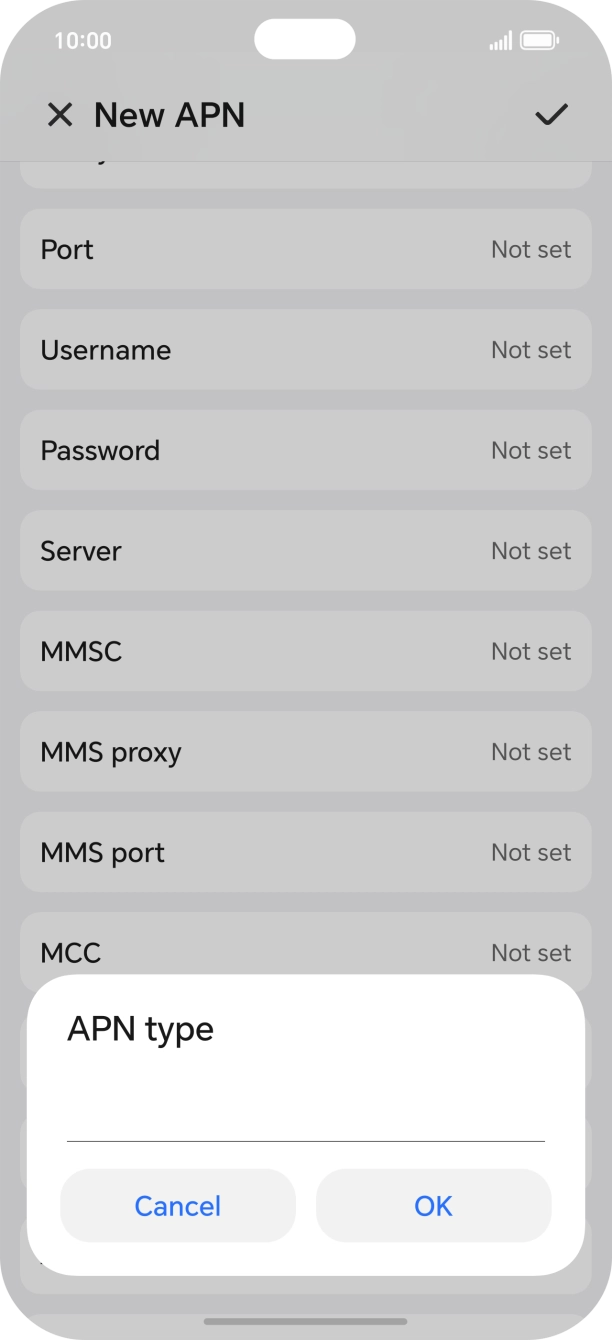 Key in default and press OK.