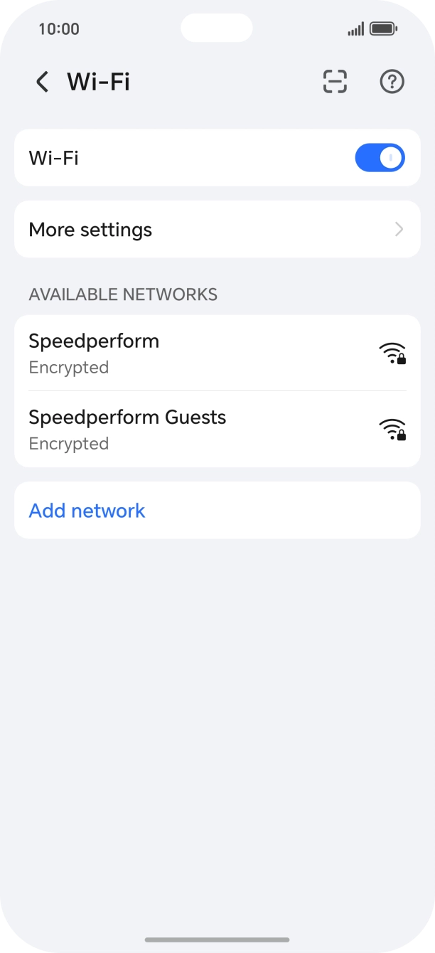 Press the required WiFi network.