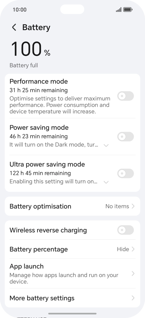Press the indicator next to 'Power saving mode' to turn on the function.