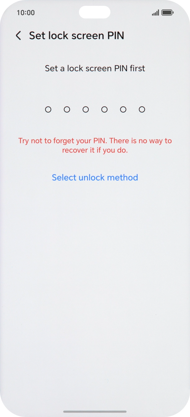 Press Select unlock method. Press Select unlock method.