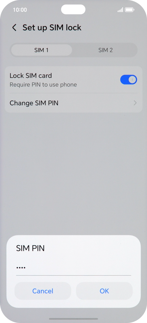 Key in your SIM PIN and press OK. The default SIM PIN is 0000.