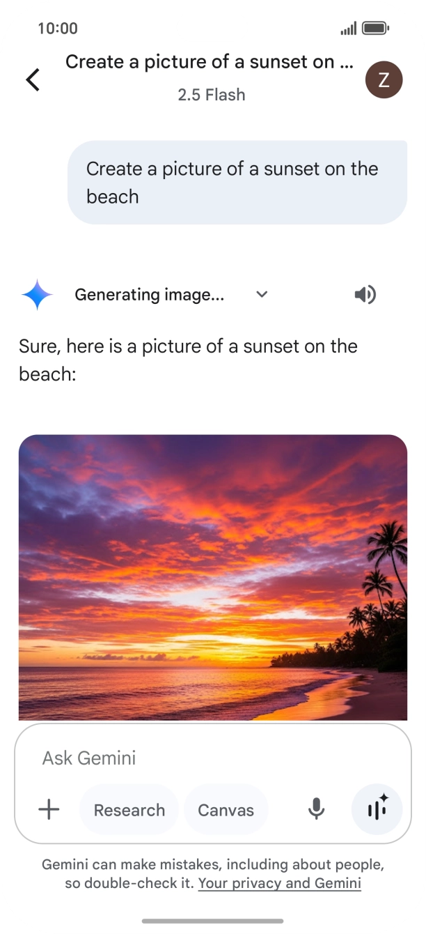 You can also ask Gemini to generate a picture based on your description. You can also ask Gemini to generate a picture based on your description.
