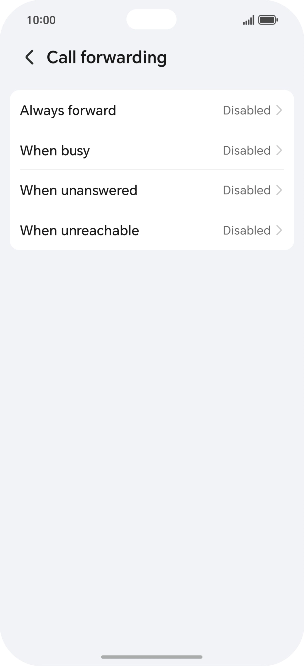 Press the required divert type. Press the required divert type.