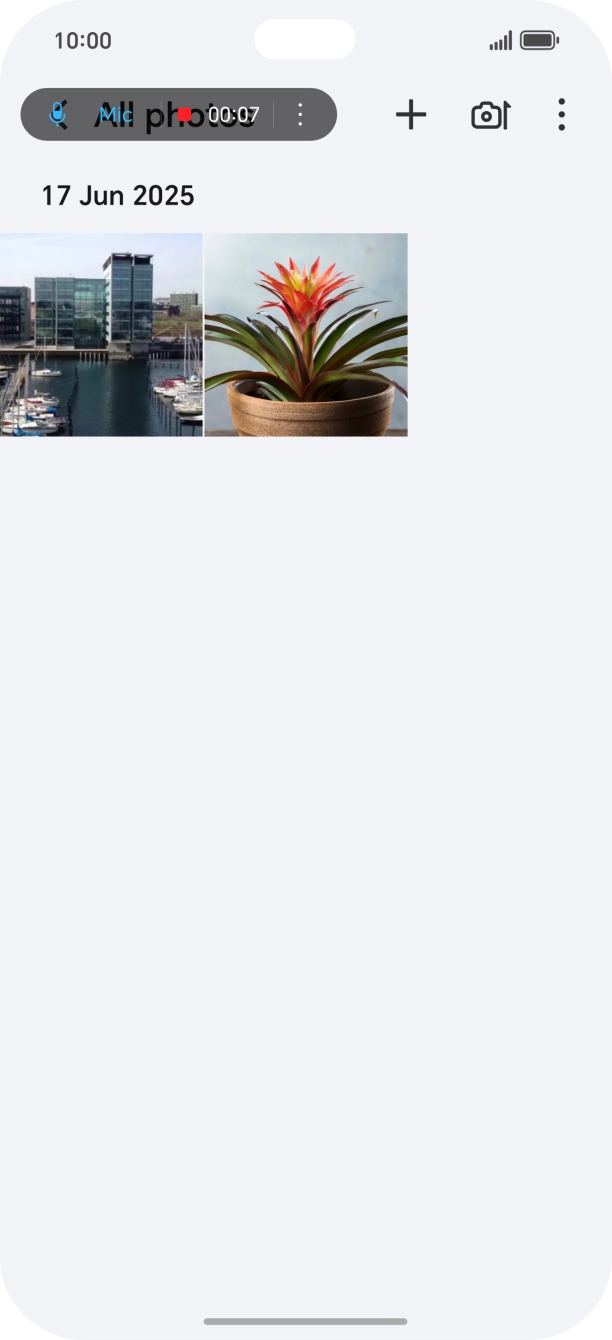 Press the stop icon to stop the recording.