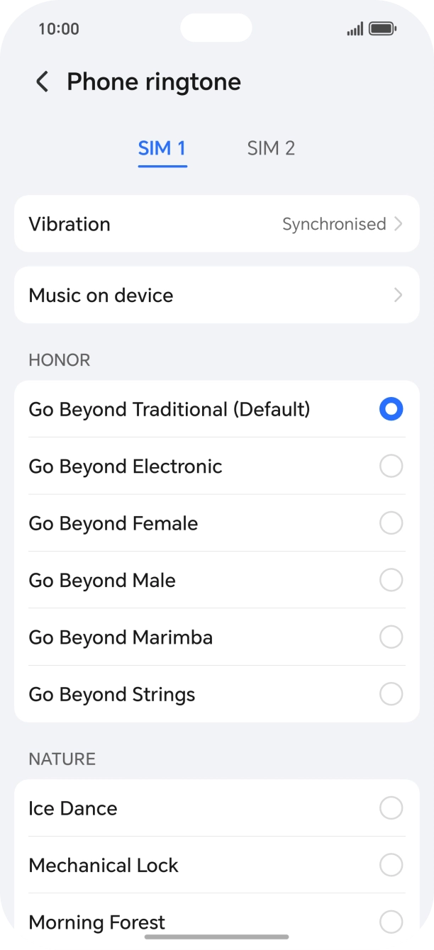 Press the required ringtones to hear them.