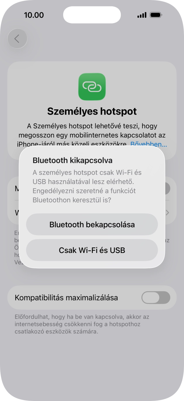 Amennyiben be van kapcsolva a Wi-Fi, válaszd a Csak Wi-Fi és USB lehetőséget.