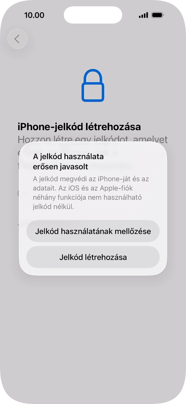Ha kikapcsolod a funkciót, válaszd a Jelkód használatának mellőzése lehetőséget.