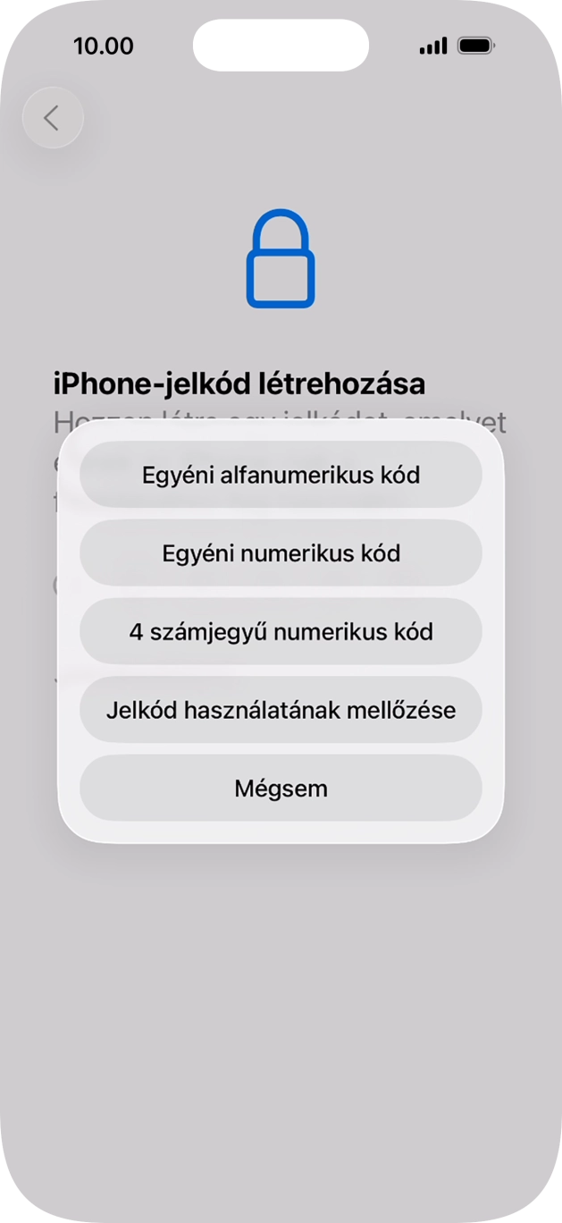 A képernyőzár használatának bekapcsolásához kövesd a képernyőn megjelenő utasításokat, vagy válaszd a Jelkód használatának mellőzése lehetőséget.