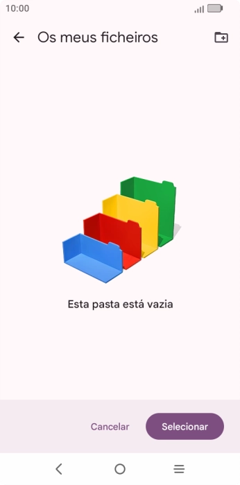 Se quiser criar uma nova pasta, prima o ícone de nova pasta e siga as indicações no ecrã para criar uma nova pasta.