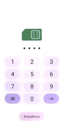 Se o cartão SIM estiver bloqueado, deve introduzir o seu código PIN e premir a seta para a direita.