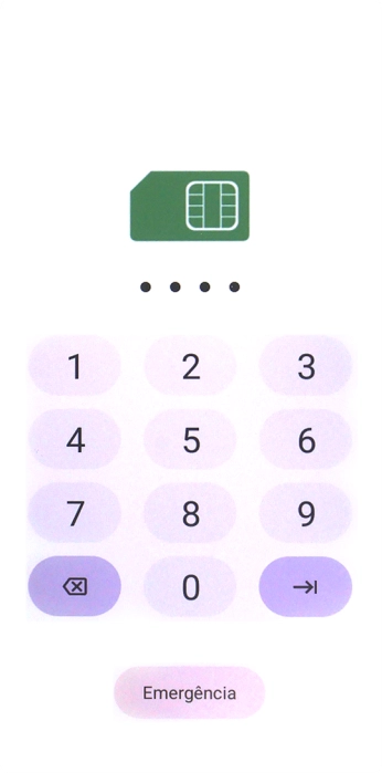Se o cartão SIM estiver bloqueado, deve introduzir o seu código PIN e premir a seta para a direita.