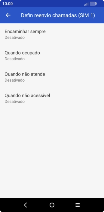 Prima o tipo de desvio pretendido.