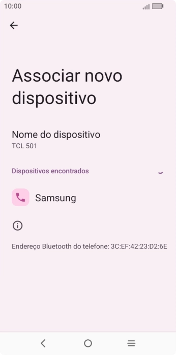 Prima o dispositivo Bluetooth pretendido e siga as indicações no ecrã para emparelhar o dispositivo pretendido com o telefone.