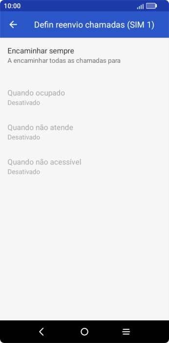 Prima o tipo de desvio pretendido.