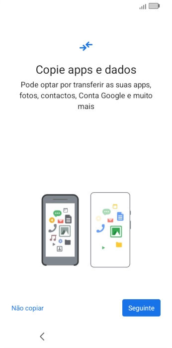 Prima Não copiar e siga as indicações no ecrã para terminar a ativação.