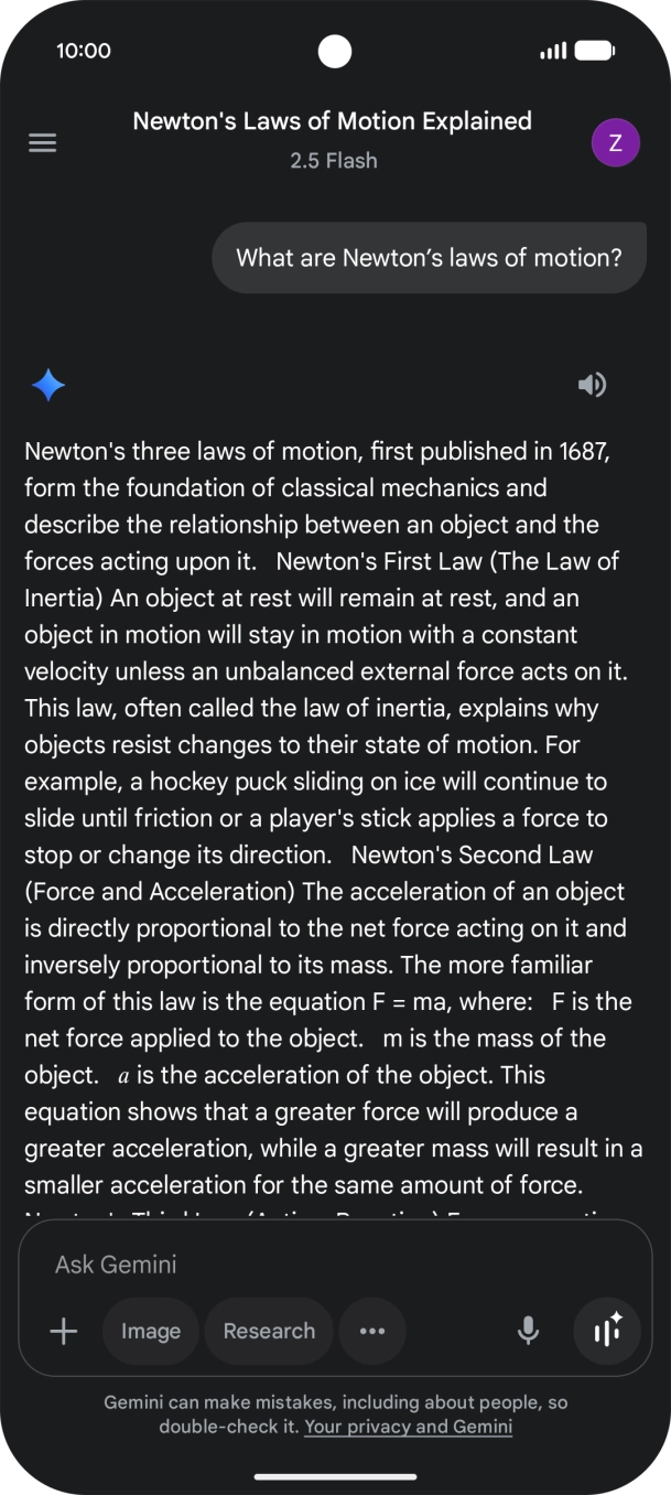 Transcription of the conversation with Gemini Live is now displayed. Transcription of the conversation with Gemini Live is now displayed.