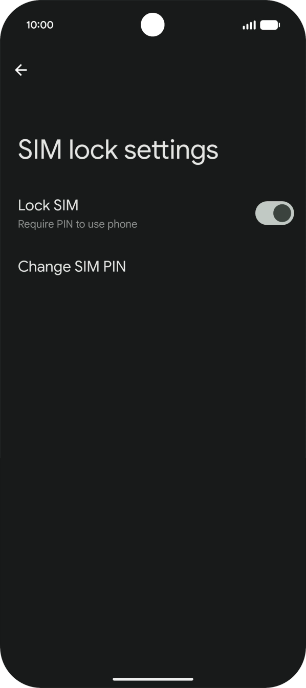 Press the indicator next to 'Lock SIM' to turn the function on or off.