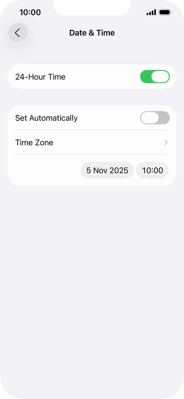 Press the indicator next to 'Set Automatically' to turn on the function.