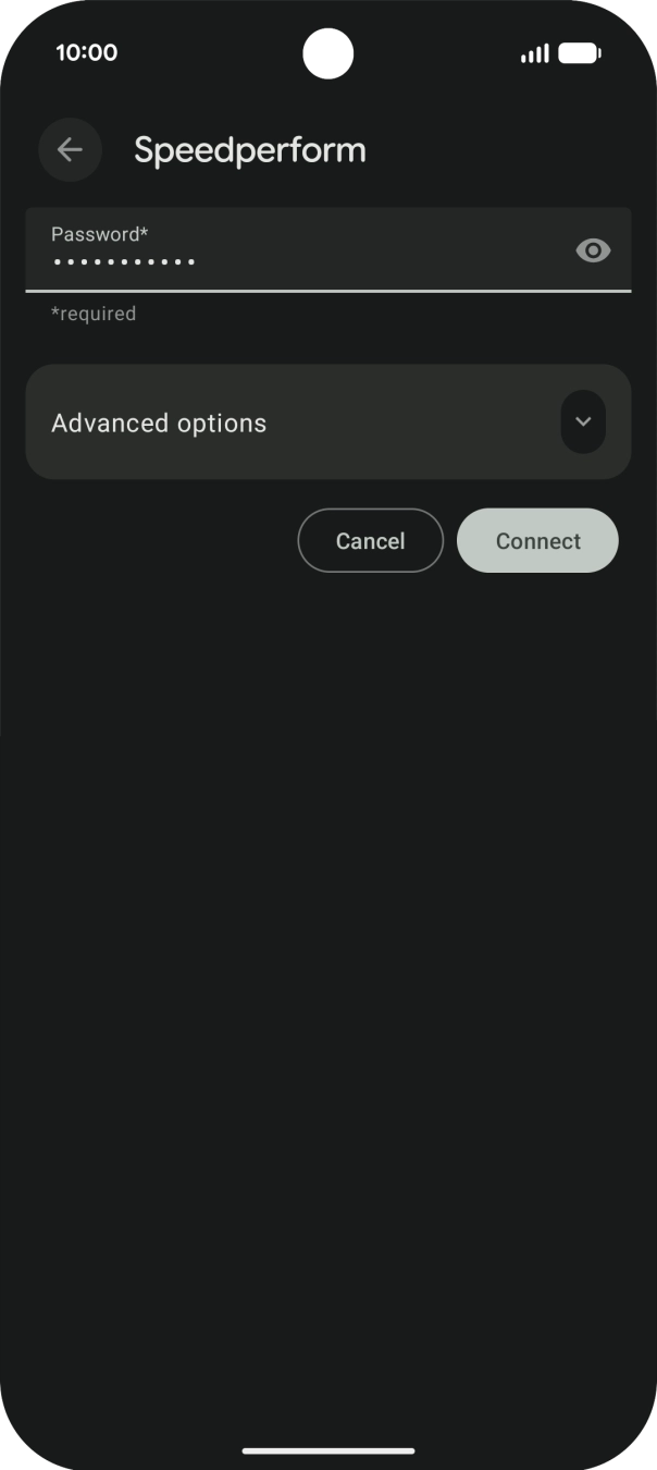 Key in the password for the WiFi network and press Connect.
