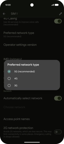 Press the required network mode. Press the required network mode.