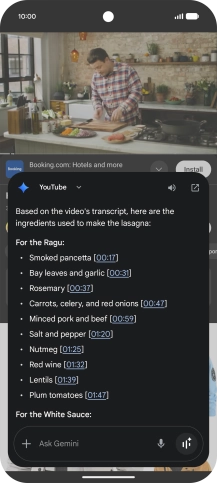 The answer from Gemini to your question is displayed.