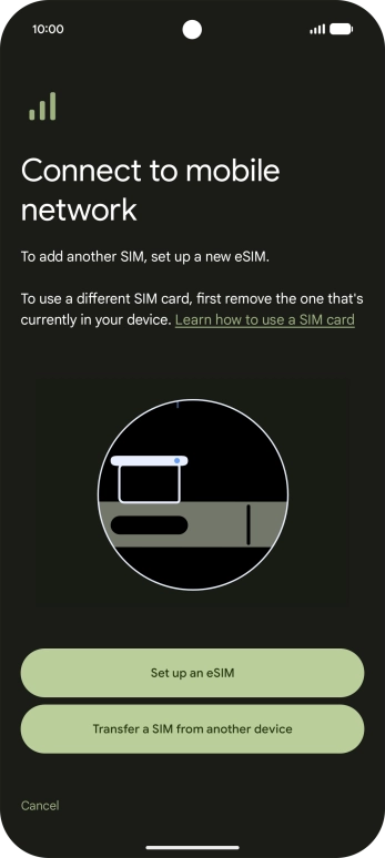 Press Set up an eSIM.