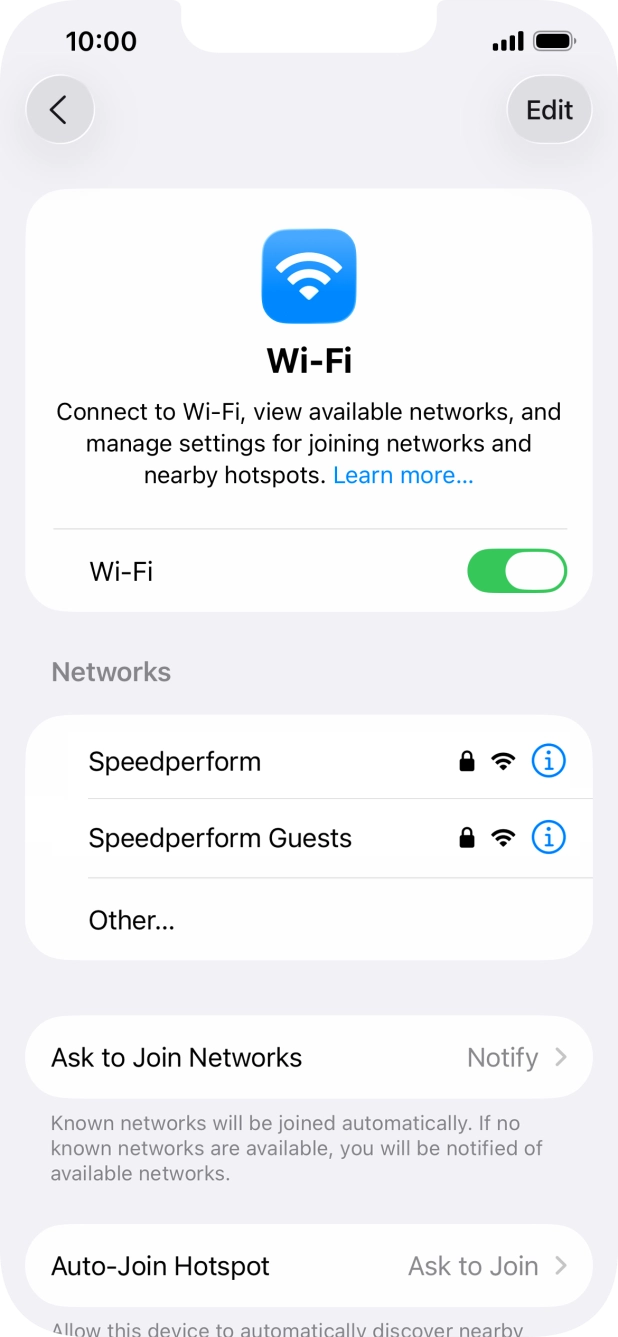 Press the required WiFi network and key in the password for the WiFi network.