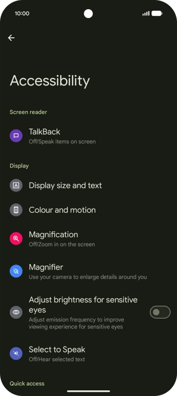 Press TalkBack and follow the instructions on the screen to select the required settings. Press TalkBack and follow the instructions on the screen to select the required settings.