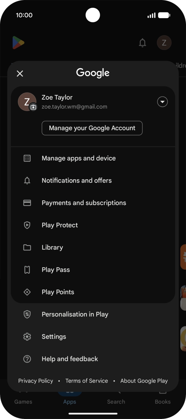 Press Manage apps and device.