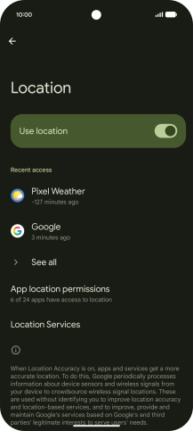 Press App location permissions. Press App location permissions.