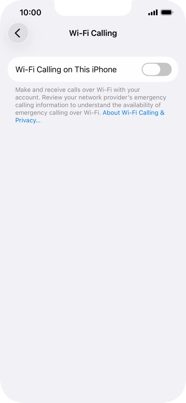 Press the indicator next to 'Wi-Fi Calling on This iPhone' to turn the function on or off.