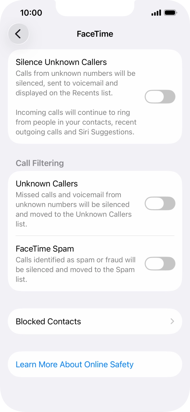 Press Blocked Contacts.