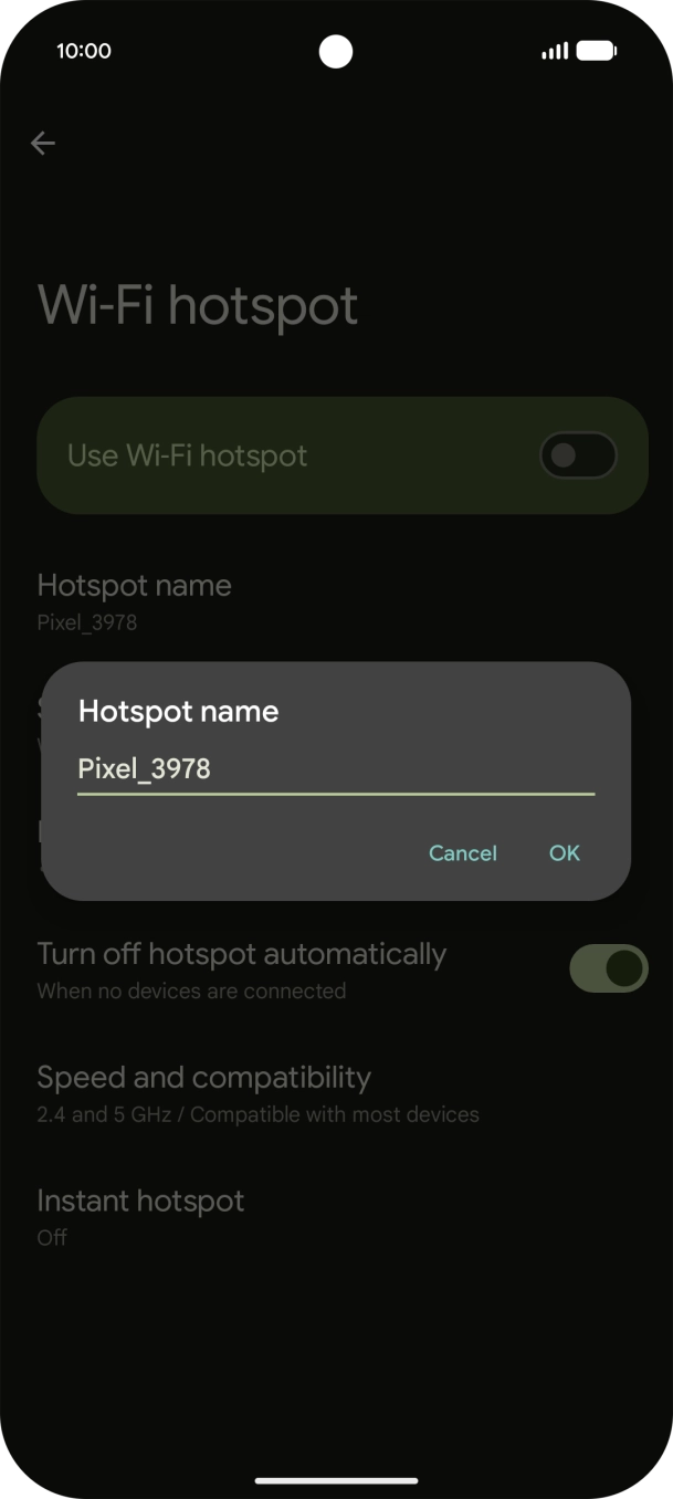 Key in the required WiFi hotspot name and press OK.