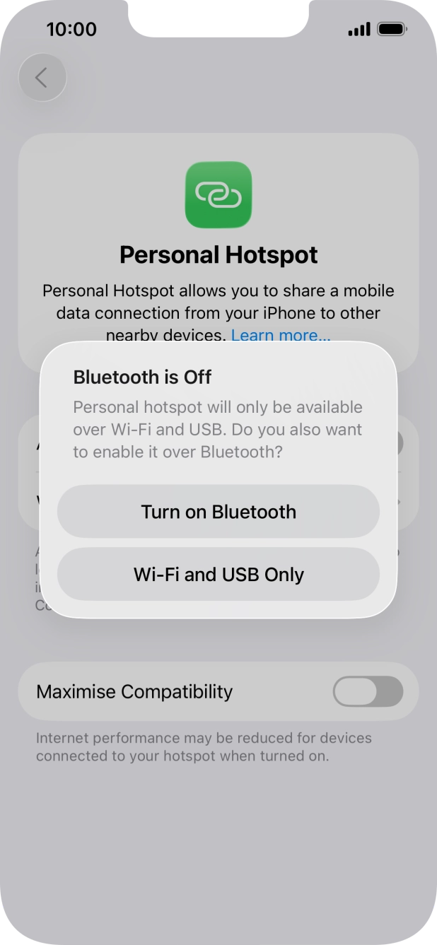 If WiFi is turned on, press Wi-Fi and USB Only.