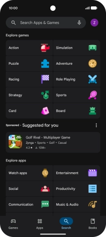 Press the search field.