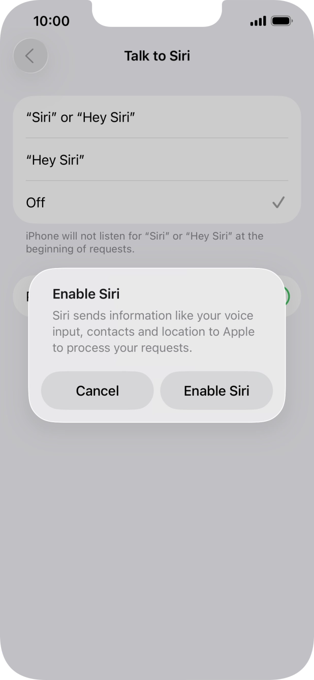 Press Enable Siri.