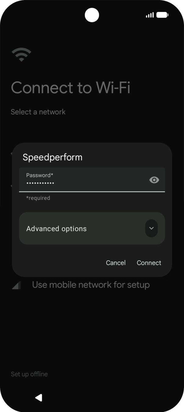 Key in the password for the WiFi network and press Connect.