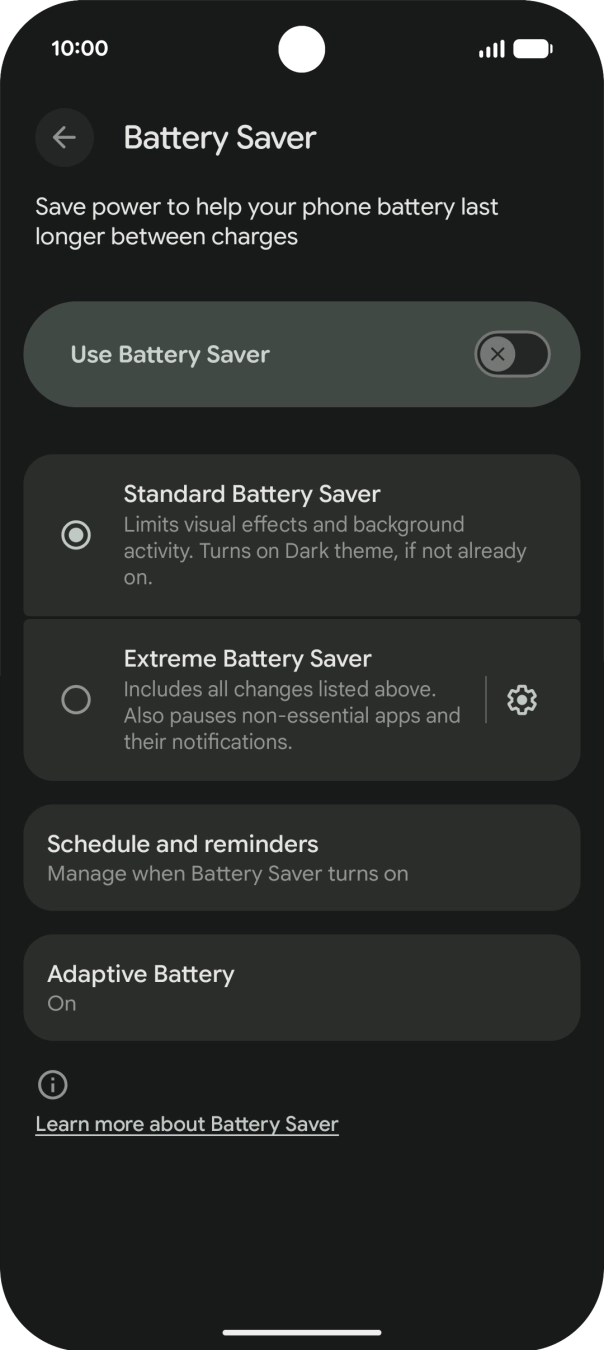 Press the required settings to turn them on or off.
