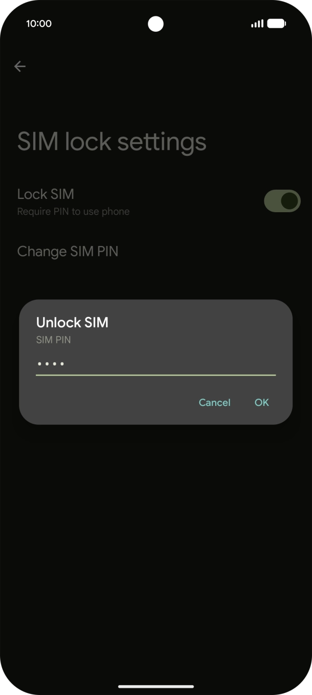 Key in your SIM PIN and press OK. The default SIM PIN is 0000.