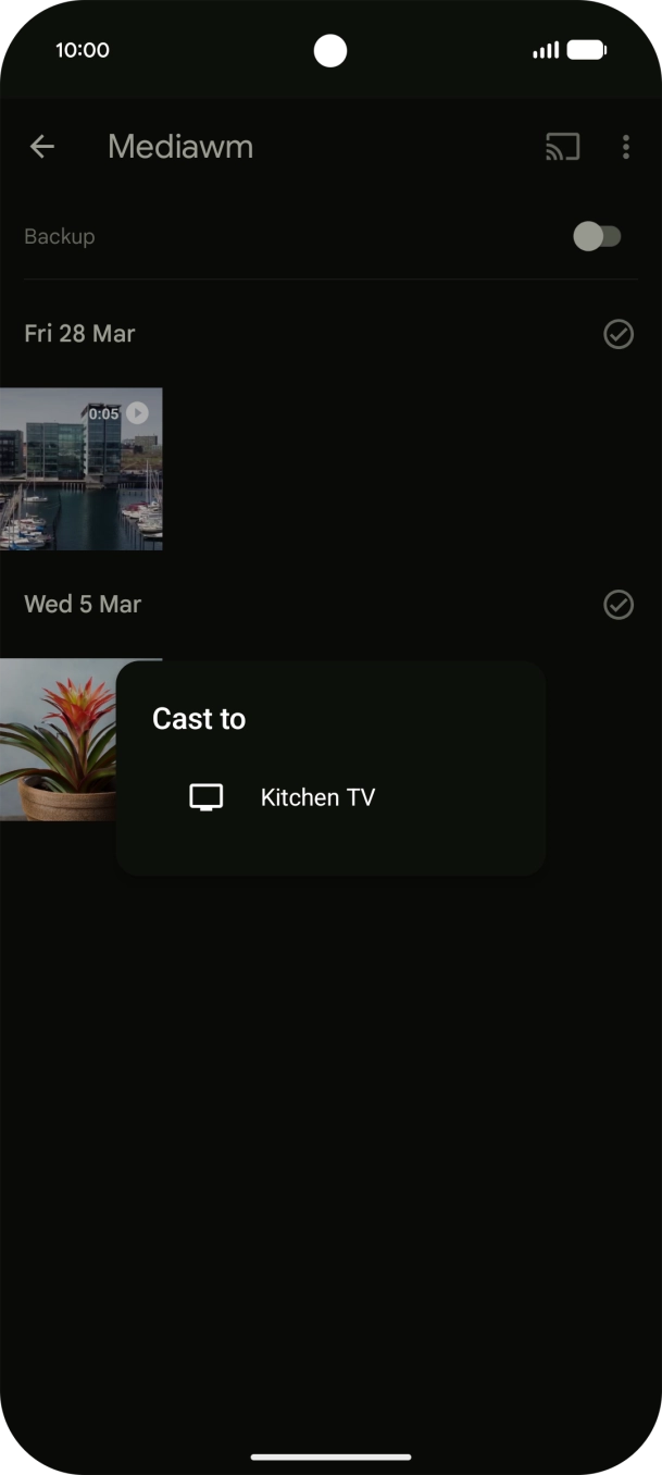 Press the required device.