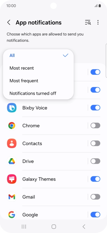 Press the required setting. Press the required setting.
