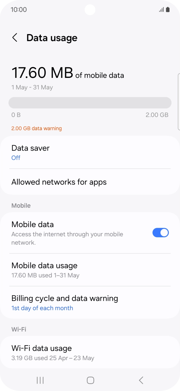 The total data usage is displayed.