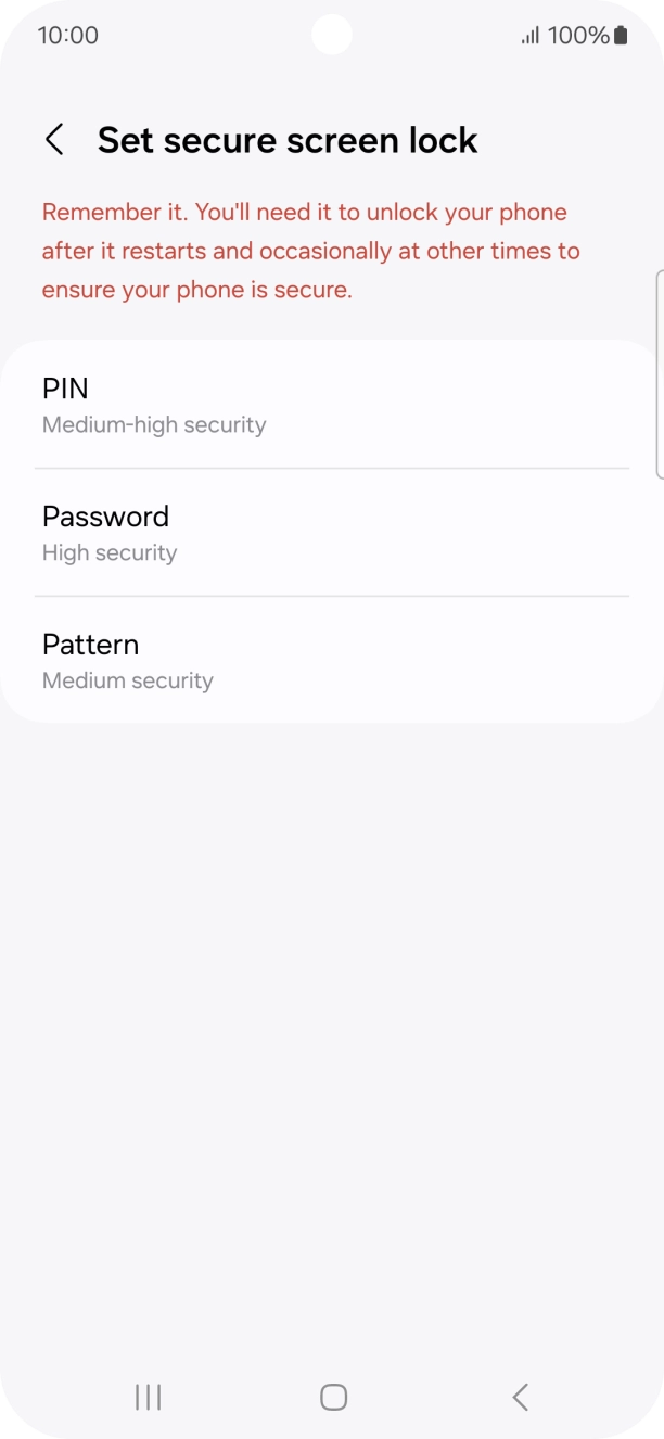 Press the required phone lock code and follow the instructions on the screen to create an additional phone lock code.