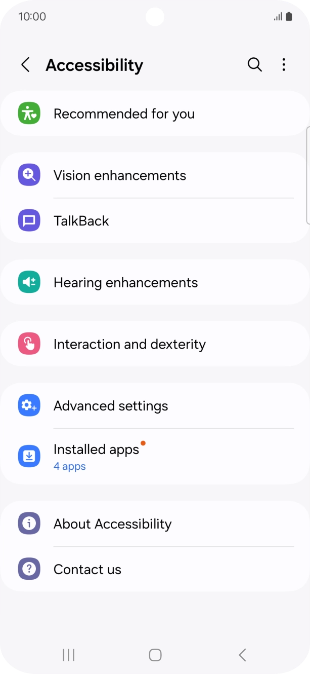 Press Vision enhancements and follow the instructions on the screen to select the required settings.