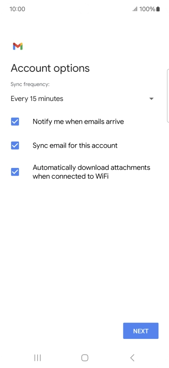 If this screen is displayed, your email account has been recognised and set up automatically. Follow the instructions on the screen to key in more information and finish setting up your phone.
