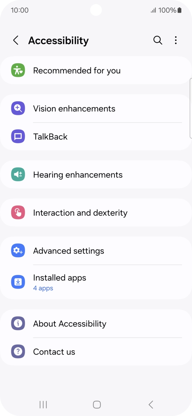 Press Vision enhancements and follow the instructions on the screen to select the required settings.