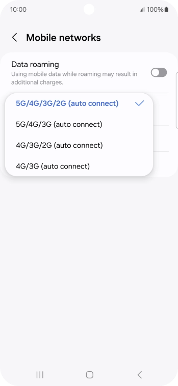 Press the required network mode. Press the required network mode.