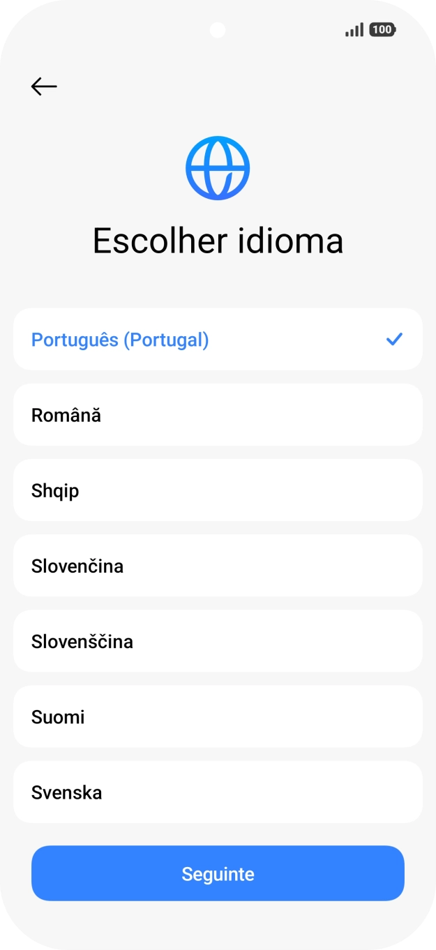 Prima o idioma pretendido.